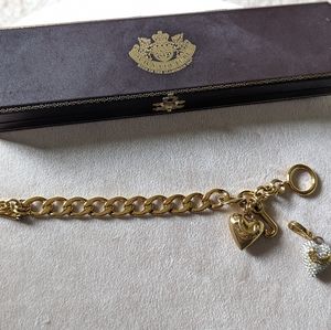 Juice Couture gold chain bracelet with diamond detachable heart charm